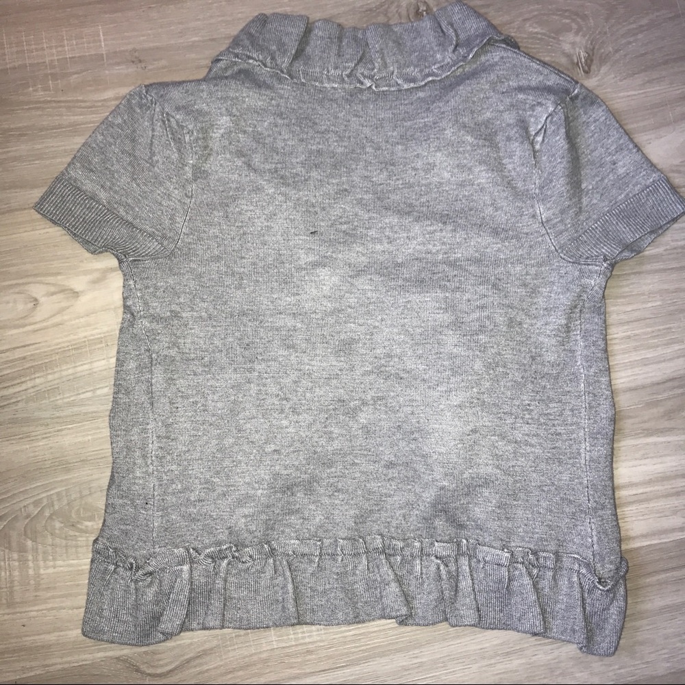 Gray Ruffle Cardi NWOT - Picture 3 of 4